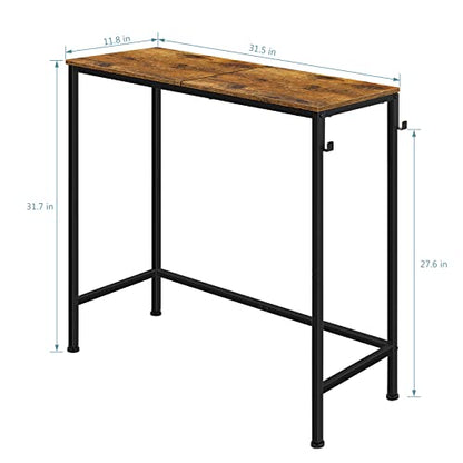 NOVIMANGO Narrow Entryway Console Table, for Hallway, Rustic Brown | Thin Sofa Table for Small Spaces, 31.5" Small Entryway Table, for Bedroom, Living Room, Multifunctional Accent Table - color: Brown