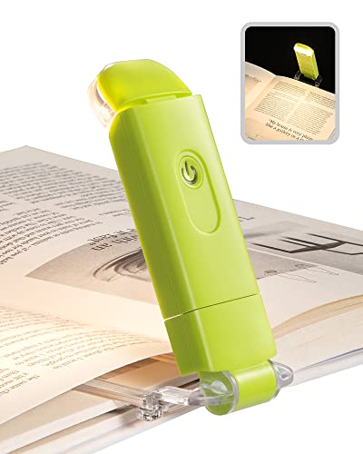 DEWENWILS USB Rechargeable Book Reading Light with Clip, LED Clip on Book Light for Reading at Night, Flexible Booklight for Kids, Warm White, Brightness Adjustable for Eye Protection (Green) - color: Green