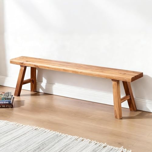 Farmhouse Indoor Solid Wooden Noodle Bench - Rustic Entry Way Benches Seat,Maximum Load 880IB,Handcraft Finshed for Entryway Bedroom/Living Room/Dining Room - size: 71*10.2*17.7in