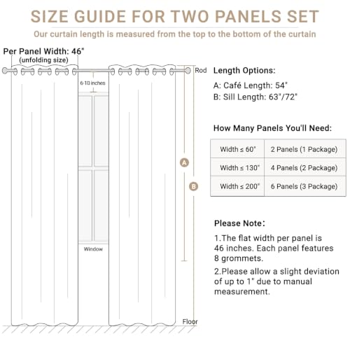 100% Blackout Linen Textured Curtains 63 Inch Long, Beige | 100% Blackout Shield, Light Blocking, Thermal Insulated, Grommet Window Curtains for Bedroom/Living Room, 46"x63", 2 Panels - color: Alba | Beige, size: 46"W x 63"L (Pack of 2)
