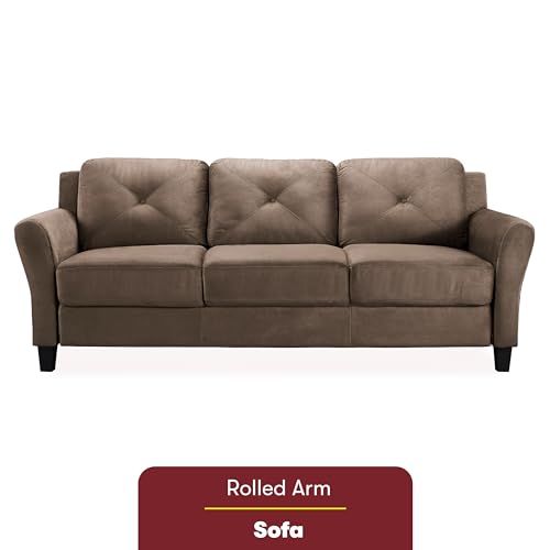 Studio Living Harrington 80.3" Sofa, Transitional Modern, Pocket Coil Comfort, Easy Assembly, Microfiber Fabric, Brown - color: Brown, size: Sofa