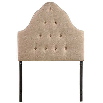 Modway Sovereign Tufted Button Linen Fabric Upholstered Twin Headboard in Beige - color: Beige, size: Twin