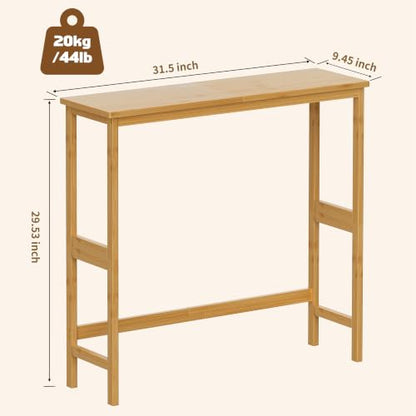 VASMIA Console Table, Small Entryway Table, Narrow Bamboo Sofa Table, for Entryway, Living Room, Foyer, Natural - color: Natural, size: 9.45"D x 31.5"W x 29.53"H