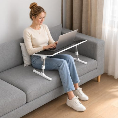 Adjustable Lap Desk, Foldable Laptop Desk for Bed, X-Large Lap Table | 23.6 x 15.7 Inches Bed Laptop Table, Laptop Stand for Couch & Sofa, Laptop Tray for Adults Writing Reading Eating, Black - color: Black