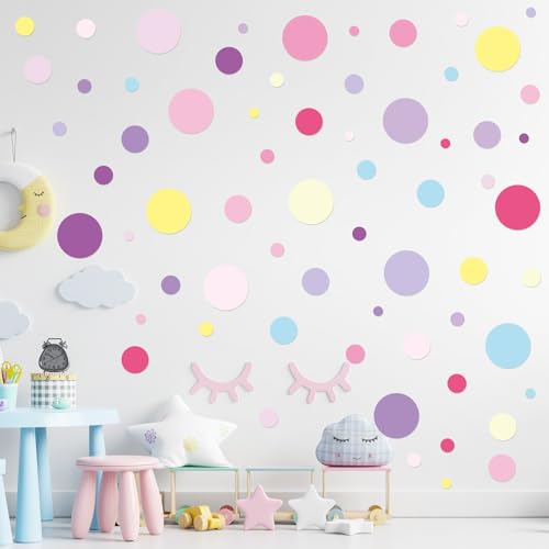 Zonon 264 Pcs Polka Dot Wall Decals for Classroom Decor Kids Circle Wall Sticker Vinyl Peel and Stick Colorful Removable for Nursery Bedroom Playroom Living Room(Pink and Purple) - color: Pink and Purple, style: Classic