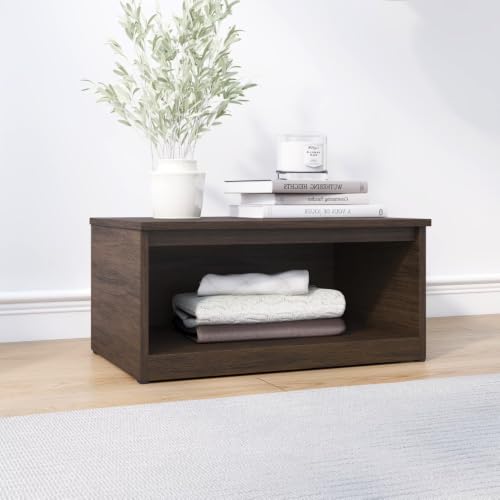 Modular Stackable Open Front Storage Cube Organizer, Tool-Free Assembly Open Shelf Storage System, Walnut Finish Home Display Cabinet