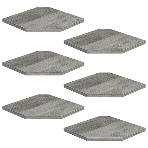 Fun Memories Corner Shelf Wall Mount, Floating Corner Shelves, Set of 6 Corner Wall Shelf Organizer, Rustic Wood Wall Storage Display Shelves for Living Room Bedroom Bathroom Kitchen, Rustic Grey - color: Grey, size: 7" x 7", Set of 6