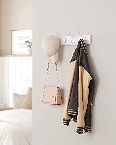 SONGMICS Wall-Mounted Coat Rack, Hook Rack, 8 Dual Metal Hooks, White | For Coats, Bags, Keys, in the Entryway, Bedroom, Living Room ULHR232W01 - color: White, size: 2 Pack-4 Hooks