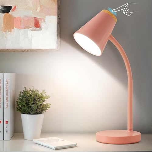 EJIAXIN Desk Lamps for Home Office - Small LED Desk Lamp Touch Dimmable Reading Light for College Dorm Room - Adjustable Flexible Gooseneck Table Lamp for Bedside Bedroom Nightstand Pink - color: Pink