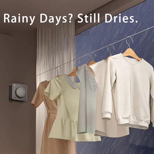Retractable Clothesline Indoor, Grey | Heavy Duty, Wall Mounted Drying Rack, Adjustable Length, Indoor & Outdoor Use, Laundry Room/Bathroom/Hotel