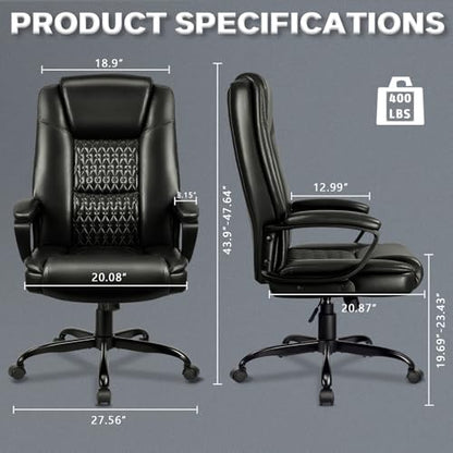 Home Office Executive Desk Chair, High Back PU Leather Chair, Height Adjustable Swivel Computer Chair with Padded Armrest (Black) - color: Black