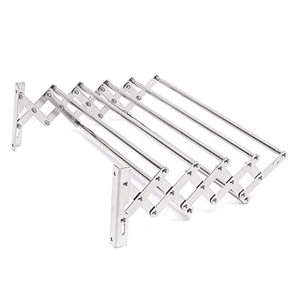 Accordion Retractable Drying Rack, Stainless Steel Space-Saving Towel Rack, Wall Mounted Retractable Huge Capacity Drying Rack for Hanging Towels Adjustable Length