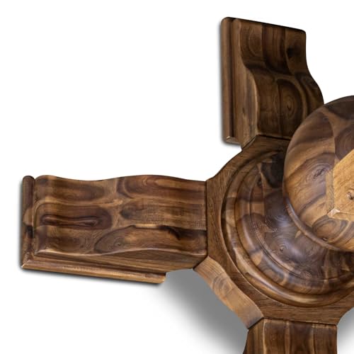 FE5-0N-TP - Kitchen Table with Acacia Wood Round Tabletop, Antique Walnut Finish - color: Antique Walnut, size: 48x48 Inch