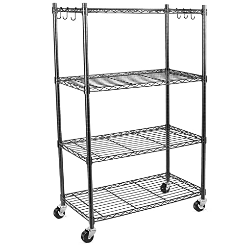 Shelving Storage Units on Wheels Casters, Adjustable Heavy Duty Metal Shelf Wire Storage Rack for Home Office Garage Kitchen Bathroom Organization,36" Wx14 Dx57 H - size: 4Tier 36"W x 14"D x 57"H