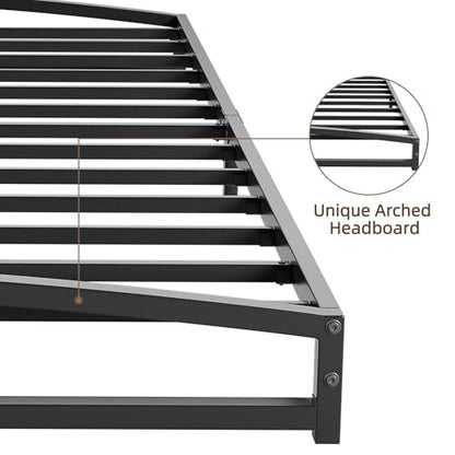 IDEALHOUSE Low Bed Frame, 6 in Twin Size Metal Platform Bed Frame, Black | Arch Design, Heavy Duty Bed Frame, Strong Bearing Capacity, No Box Spring Needed, - color: 6 Inch Black, size: Twin