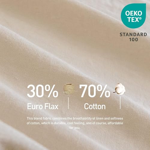 BISELINA French Linen Duvet Cover Set 3pcs with Hidden Zipper Closure Natural Flax Cotton Blend Solid Color Soft Breathable Luxury Farmhouse Bedding -Full Size, Linen/Beige - color: Linen, size: Full