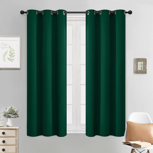 Yakamok Blackout Curtains 38x54 inch Dark Green Thermal Drapes-Bedroom | 2 panels,room darkening,thermal insulated,noise reducing,privacy protection,grommet window treatment,living room study dining - color: Dark Green, size: 38"W x 54"L (Pack of 2)