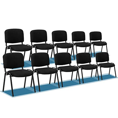 VINGLI 10-Pack Waiting Room Chairs, Stackable Chair for Office, Mesh-Black | Stacking Chairs, Armless Church Chairs, Space-saving, Guest & Reception, Office Lobby, Business Hall - color: Fabric Mesh-black, size: 10-pack