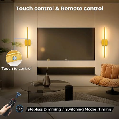 Battery Operated Wall Sconce Wireless Detachable 360°Rotate Dimmable 1 Pack | Rechargeable Wall Light 3000-6500K with Remote Control 10000mAh for Bedroom Living Room 28.3" Gold - color: Gold-Square Base, size: 1 Pack