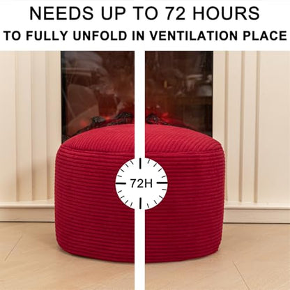 Poofieotto Round Pouf Ottoman, Couch Foot Rest,Burgundy, 20 x 20 x 14 in - color: Burgundy