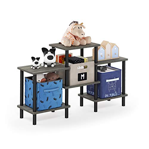 Furinno Turn-N-Tube DIY Multipurpose Combination Rack, French Oak Grey/Black - color: French Oak/Black, style: 6-Tiers with Round Tube