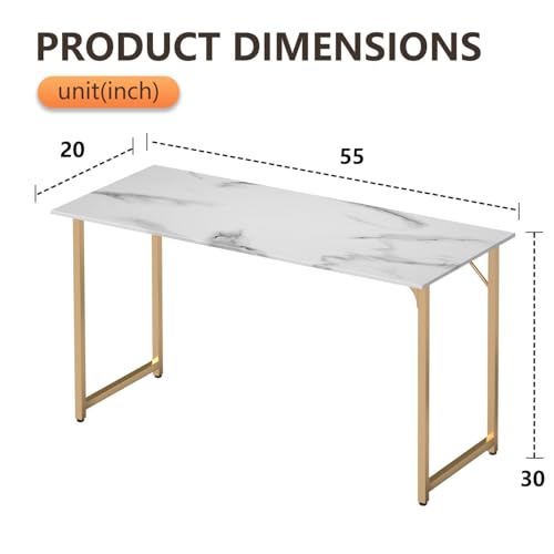BestOffice Computer Desk,Home Office Desk, Modern Simple Style for Home Office Study Writing (Gold, 55 Inch) - color: Gold, size: 55 Inch