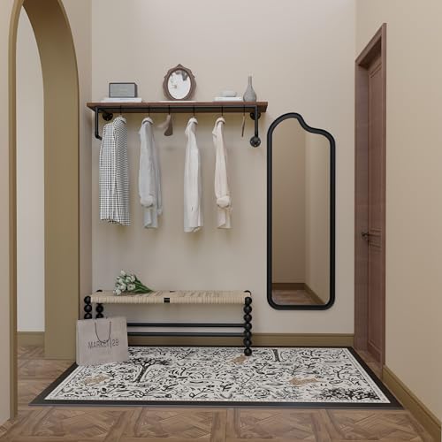 Clothes Rack 42in, Wall Mounted Garment Racks with Real Brown Wood Shelf, Heavy Duty Hanging Clothes Rack, Multi-Purpose Hanging Rod, Space-Saving Closet Storage - color: Brown, size: 1T42IN