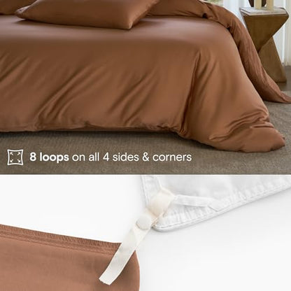 DOZ Duvet Cover Set, 100% Viscose derived from Bamboo, Organically Grown, Buttery Soft, Cooling Duvet Covers, High GSM, 1 Duvet Cover and 2 Pillowcases, 106"x90" (Clay, King/Cal King) - color: Clay, size: King/Cal King