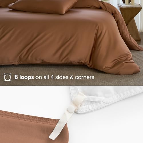 DOZ Duvet Cover Set, 100% Viscose derived from Bamboo, Organically Grown, Buttery Soft, Cooling Duvet Covers, High GSM, 1 Duvet Cover and 2 Pillowcases, 90"x90" (Clay, Full/Queen) - color: Clay, size: Full/Queen