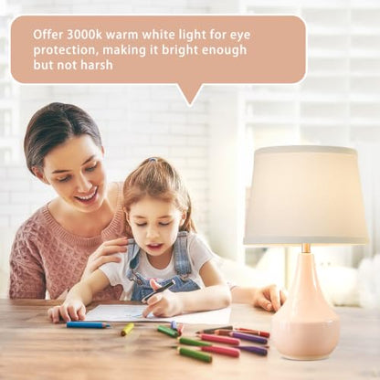 18" Table Lamp Set of 2, Ceramic Lamp Classic Beside Lamps Nightstand Lamp Modern Bedside Lamp for Living Room, Bedroom & Office Rocker Switch Pink-LED Bulbs Included - color: 18.63" Pink