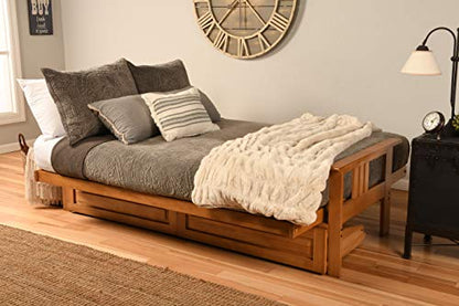 Kodiak Furniture Monterey Futon Set with Storage Drawers, with Butternut Base and Peter's Cabin Mattress - color: Peter's Cabin, size: Drawers Included, style: Butternut Finish