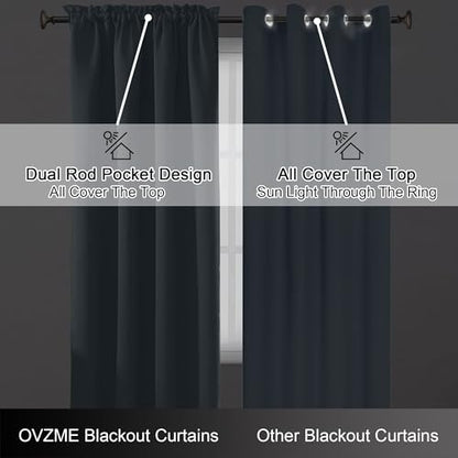 Extra Long 10 FT Blackout Curtains for Patio 120 Inches Long 2 Panels Set, Solid Thermal Insulated Energy Saving Rod Pocket Window Treatment Curtains Blackout Drapes, W50xL120, Stone Blue - color: Mineral Blue, size: 50"W x 120"L (Pack of 2)