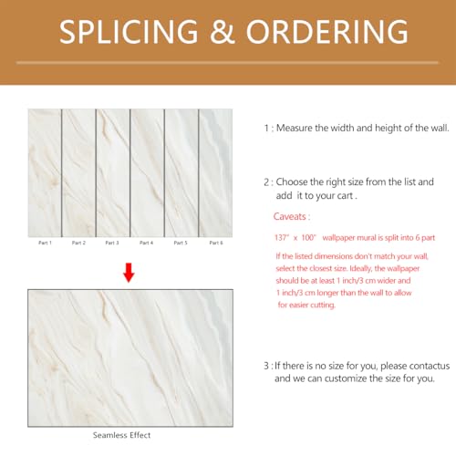 Brown and White Marble Wallpaper Mural Peel and Stick 137"x100" | Living Room Offices - color: ZZ-018, size: 137" x 100"