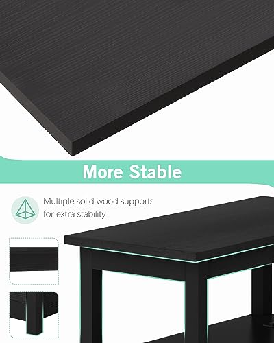 End Table with Charging Station, Side Table with 2 Drawer & USB Ports & Power Outlets, Nightstand for Small Spaces, Bedside Tables for Living Room Black - color: Black