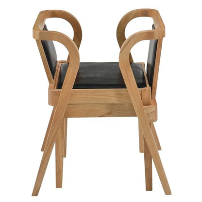 3-Piece Modern Dining Set with Stackable Dining Chairs, Solid Wood Square Table and Padded Seats Table Set for 2 Person, Space Saving Dinette for Dining Room, Kitchen, Patio-Nature and Black - color: Nature and Black