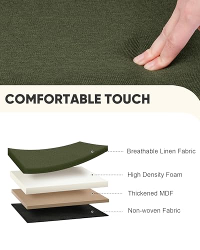 PINPLUS Flat Top Folding Linen Storage Ottoman 16.5", 36L Collapsible Storage Cube with Lid, 250 lbs Load Capacity, Fabric Foot Rest Seat for Living Room, Bedroom, Closet,Olive - color: Olive Green