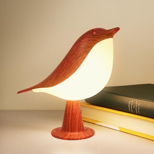 Bird Lamp, Rechargeable Cordless Lamp with Touch Control for Home Decor | Cute Bird Night Light, Rechargeable Table Lamp with 3 Color Modes & Dimmer for Bedroom,Home Decor & Gift for Bird Lovers - color: Red