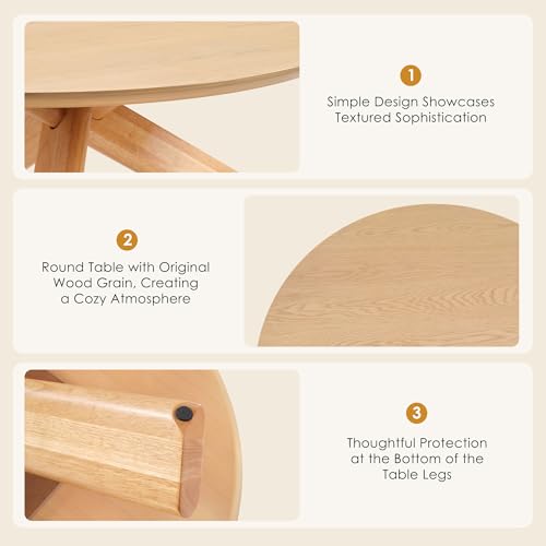 Need 40in Round Coffee Table for Living Room, Modern Wood Center Table, Heavy Duty 330 lbs Capacity Space Saving Furniture for Apartment Bedroom Small Space, Natural - color: Natural