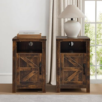 Farmhouse Entryway Table Set of 3, Console Table with Storage and 2 End Tables, Rustic Sofa Table Set for Living Room, Hallway, Bedroom, Brown - color: 3pcs-brown