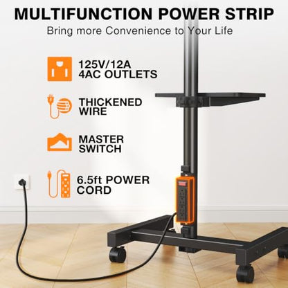Floor TV Stand with Power Outlet for 13-50 inch TVs up to 78 lbs | Height Adjustable TV Mount Stand with Tilt and Rotate, Max VESA 200x200mm - size: 13-50 inch TVs, 55 lbs capacity