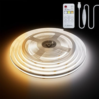PAUTIX 5V USB CCT Tunable COB LED Strip Lights 6.56ft/2m,1280LEDs 1200lm 2700K-6500K Dimmable CRI85+ with RF Remote TV Backlight,Flexible Under Cabinet Tape Light for Bedroom,Kitchen,Home DIY Lighting - color: 2700K-6500K