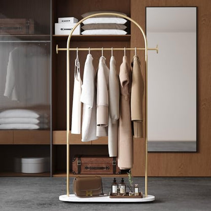 TIEOU Metal Gold Coat Rack, Freestanding Entryway Stand, Hat Coat Hanger, Small Clothing Rack, Modern - color: U-Gold Rack