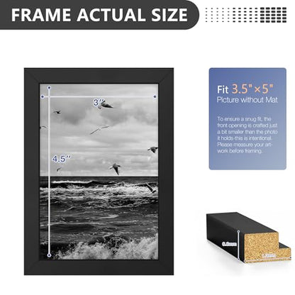 3.5x5 Picture Frame, Wall Mount or Tabletop Photo Frames with Engineered Wood, Black 10 Pack - color: Black, size: 3.5x5-10PK
