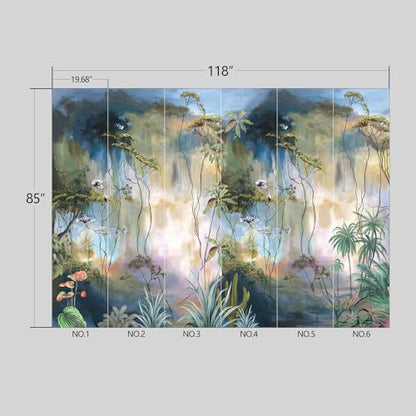 Abstract Tropical Landscape Oil Painting wall Mural Peel and Stick Wallpaper for Bedroom Living Room - 85"x118" - color: B20, size: 85"x118"