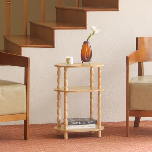 MaxSmeo End Table, Small Oval Side Table for Small Spaces, Modern Night Stand Accent Table for Living Room, Bedroom, Natural - color: Natural