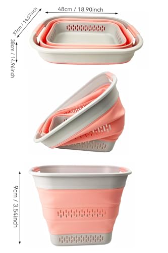 SAMMART 40L (10.5 Gallon) Collapsible Plastic Laundry Basket - Foldable Pop Up Storage Container/Organizer - Portable Laundry Hamper - Space Saving (1, Grey/Quartz Pink) - color: Grey/Quartz Pink