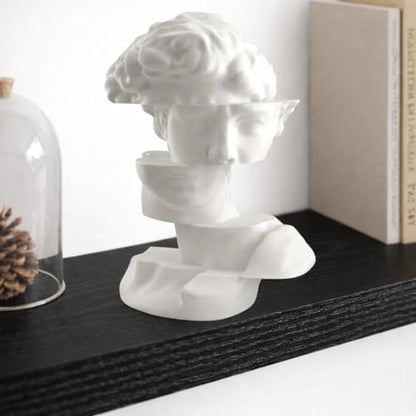 Bookshelf Decor Statue - Abstract Fragmented Bust Sculpture Aesthetic, Modern Greek David Head Art for Living Room, Office, Coffee Table, Desk & Shelf Home Decoration