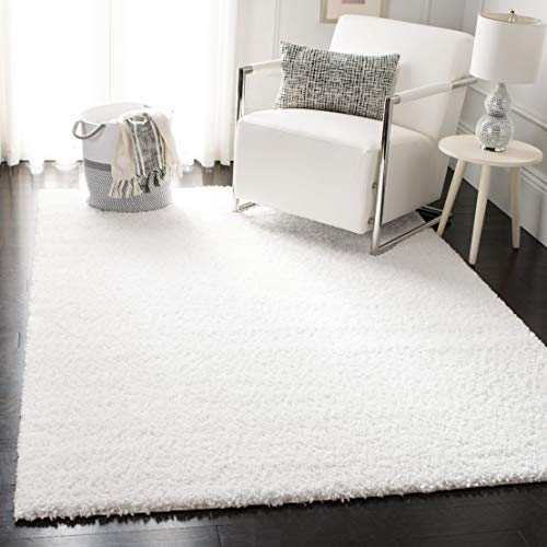 SAFAVIEH August Shag Collection Accent Rug - 2'3" x 4', White, Solid Design, Non-Shedding & Easy Care, 1.2-inch Thick Ideal for High Traffic Areas in Entryway, Living Room, Bedroom (AUG900A) - color: White, size: 2'3" x 4' (Rectangular)