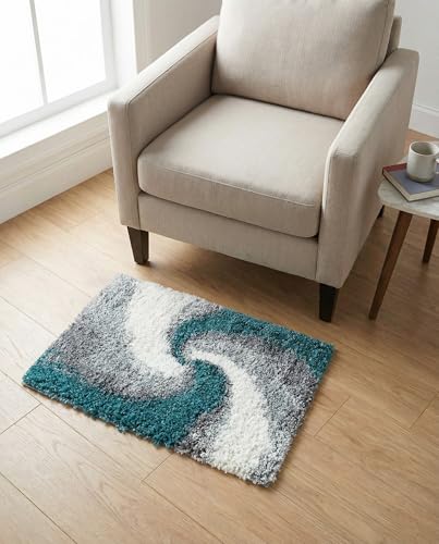 Rugs.com - Soft Touch Shag Rug – 2' x 3' 1 Turquoise Shag Rug – Plush Abstract Swirl for Nurseries, Playrooms, and Bedrooms - color: Turquoise, size: 2' x 3' (Rectangular)