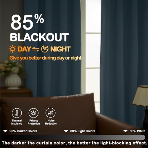 Extra Long 10 FT Blackout Curtains for Patio 120 Inches Long 2 Panels Set, Solid Thermal Insulated Energy Saving Rod Pocket Window Treatment Curtains Blackout Drapes, W50xL120, Stone Blue - color: Mineral Blue, size: 50"W x 120"L (Pack of 2)